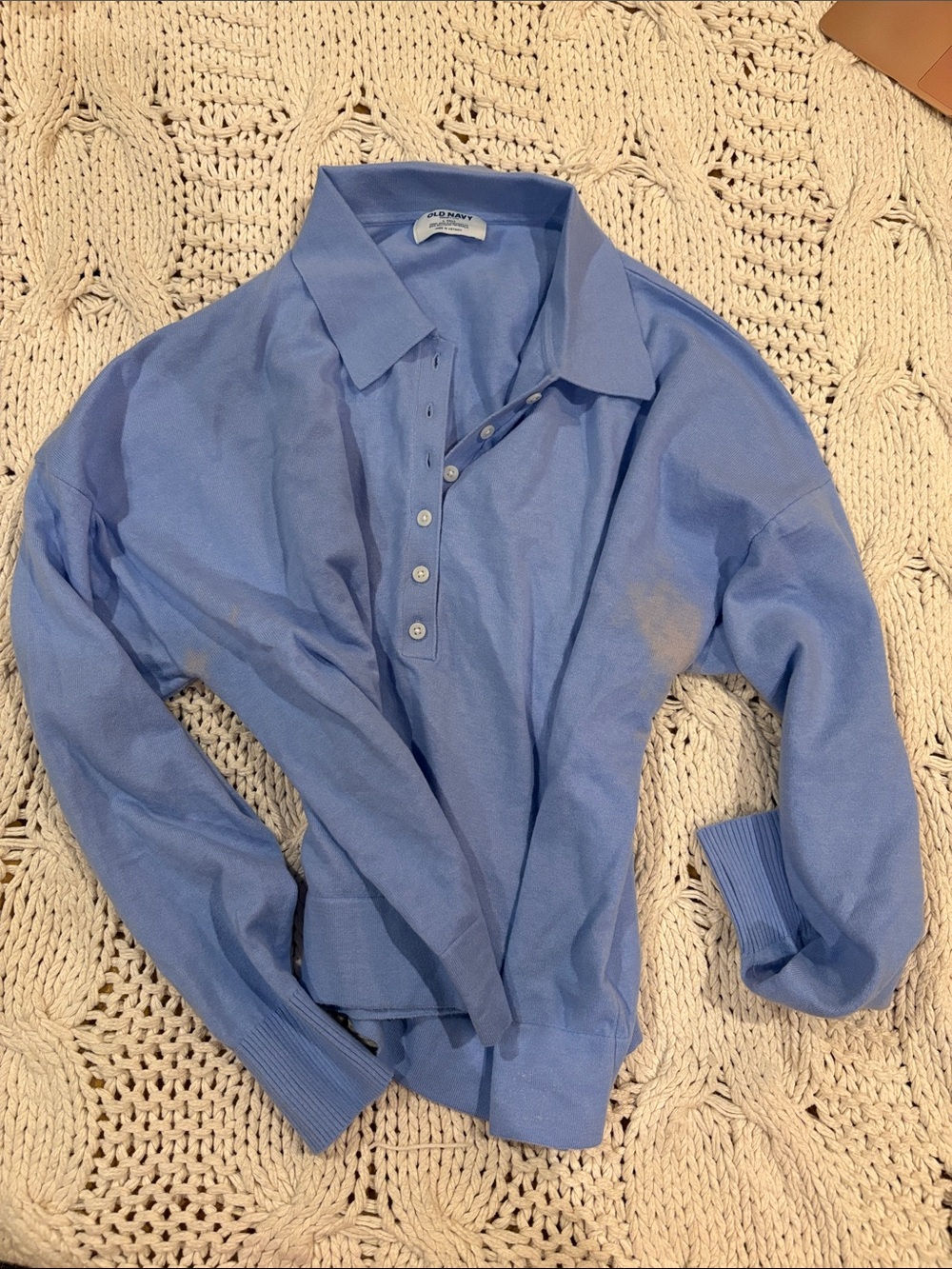 Light Blue Collared Knit Polo Sweater